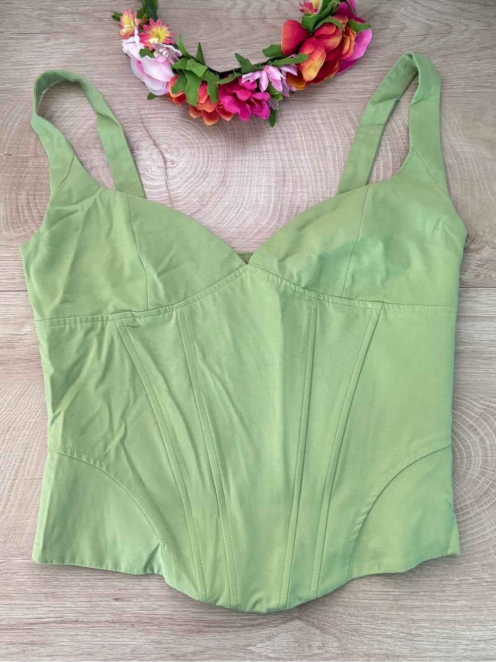 Zara Light Green Corset Tank Top